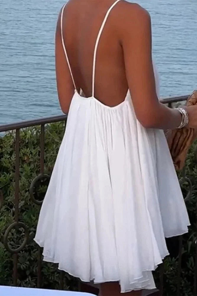 Sleeveless Mini Dress With Straps And High Waist