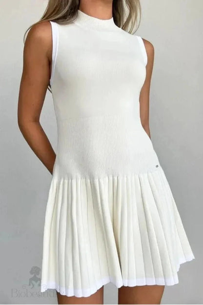 Sleeveless Pleated Mini Dress