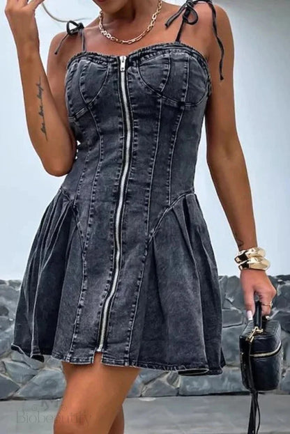 Sleeveless Zipper Slim Fit Mini Dress