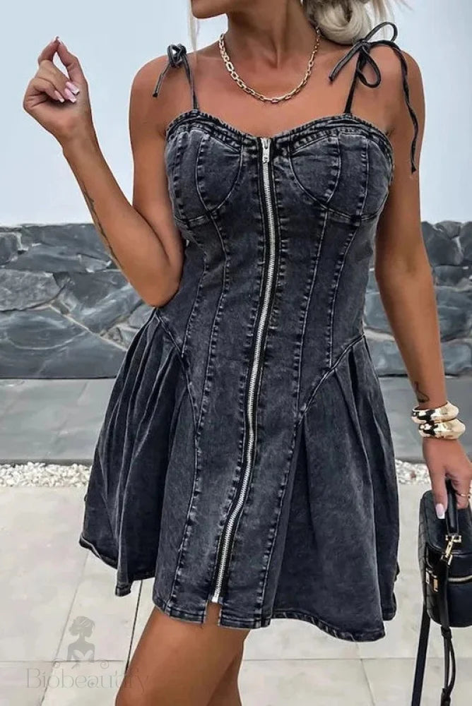 Sleeveless Zipper Slim Fit Mini Dress