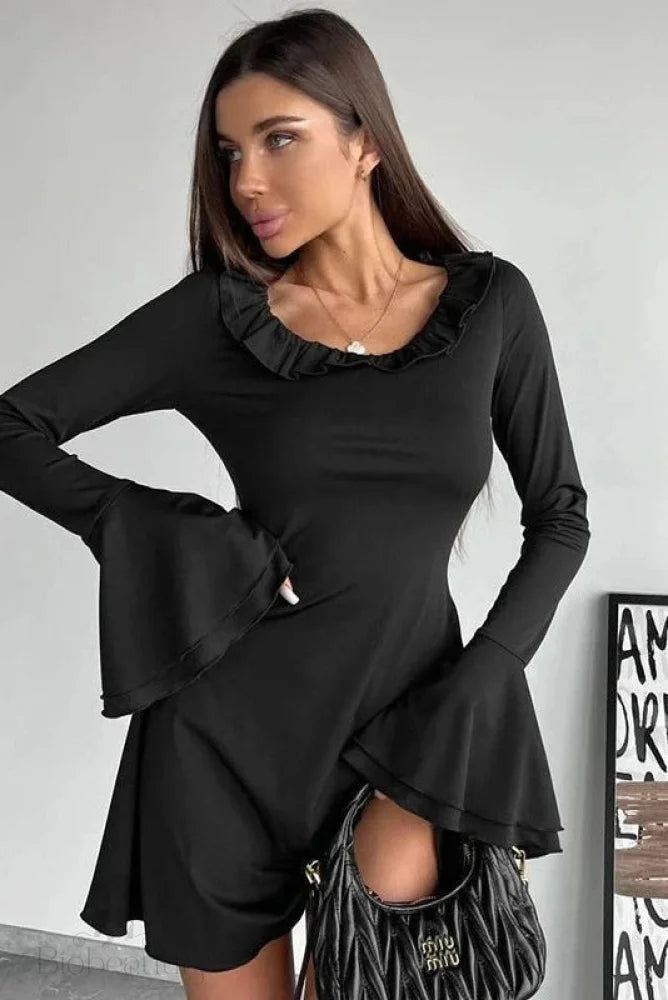 Slim Flare Sleeve Mini Dress