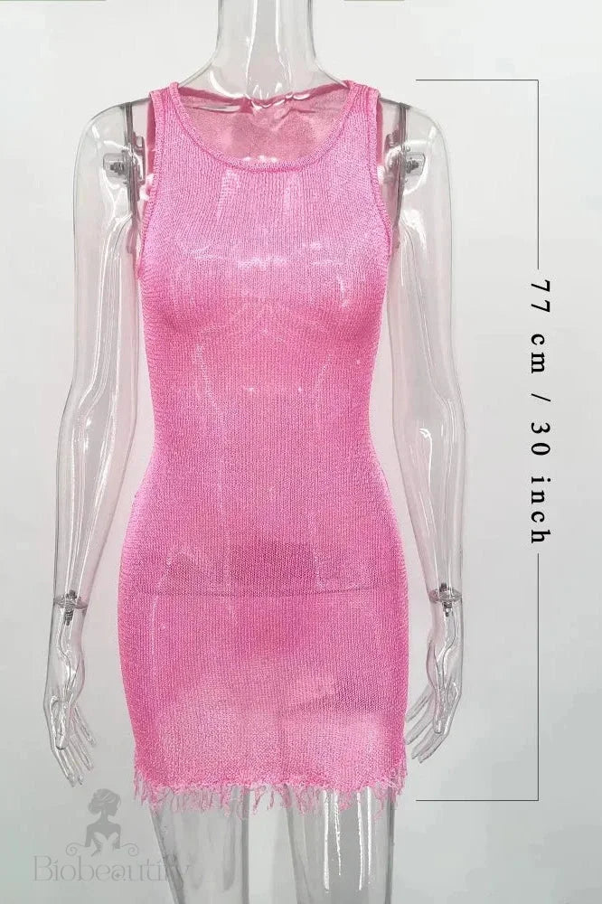 Slim See-Through Sleeveless Mini Dress