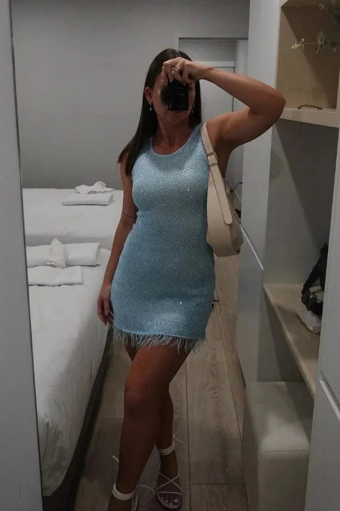 Slim See-Through Sleeveless Mini Dress