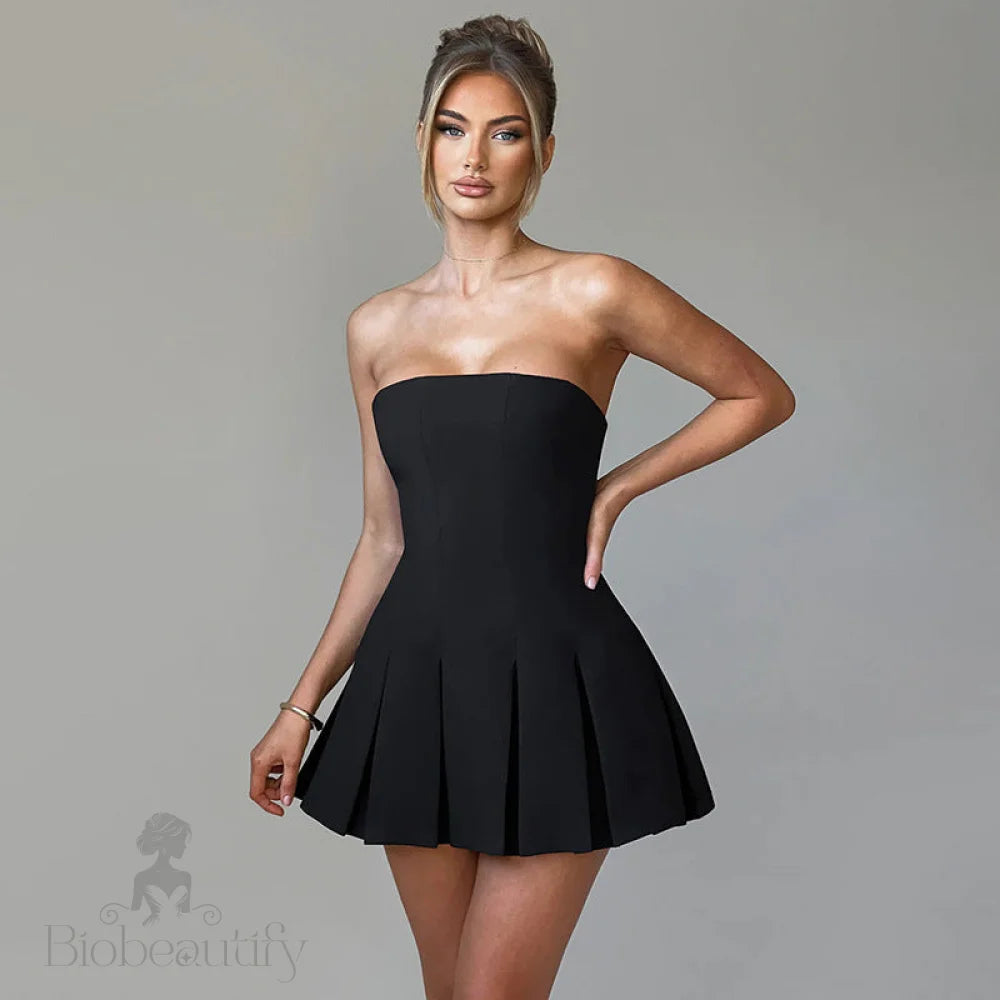 Slim Tube Top Dress For Summer Female Hot Girl Black / L