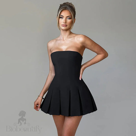 Slim Tube Top Dress For Summer Female Hot Girl Black / L