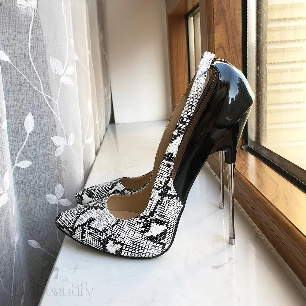 Snake Pattern Women Patchwork 16Cm High Heels