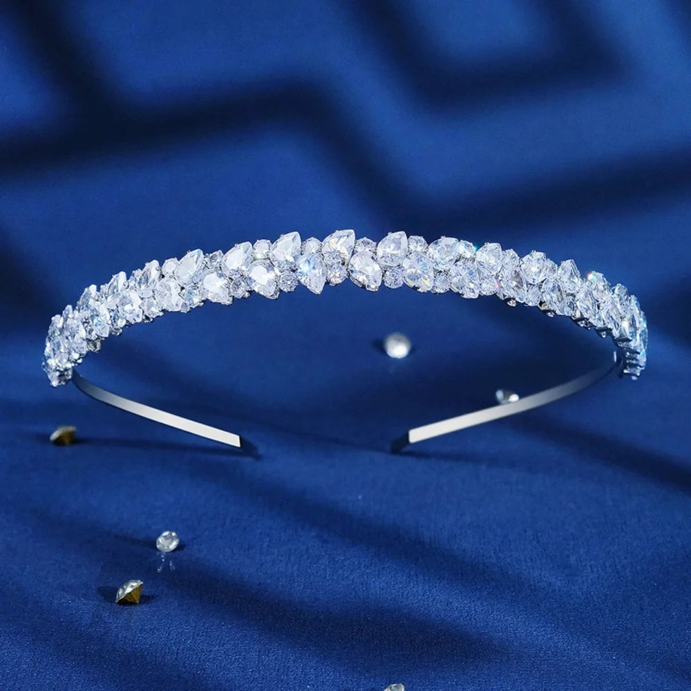 Solana Silver Bridal Headband With Cubic Zirconia