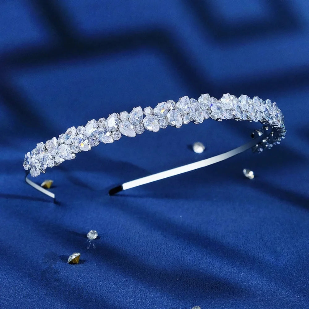 Solana Silver Bridal Headband With Cubic Zirconia