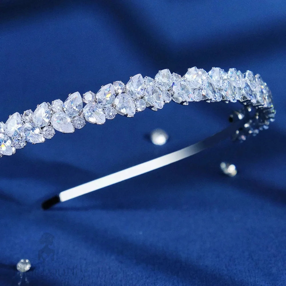 Solana Silver Bridal Headband With Cubic Zirconia