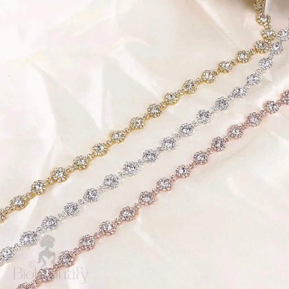 Soleil Crystal Bridal Belt In Silver Rose Gold And Yellow