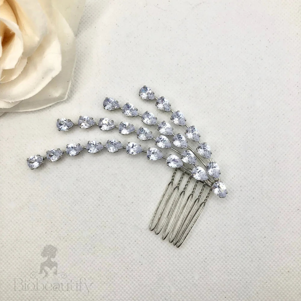 Solene Silver Bridal Hair Comb With Cubic Zirconia