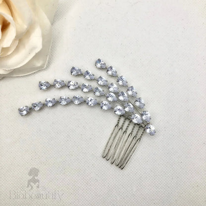 Solene Silver Bridal Hair Comb With Cubic Zirconia