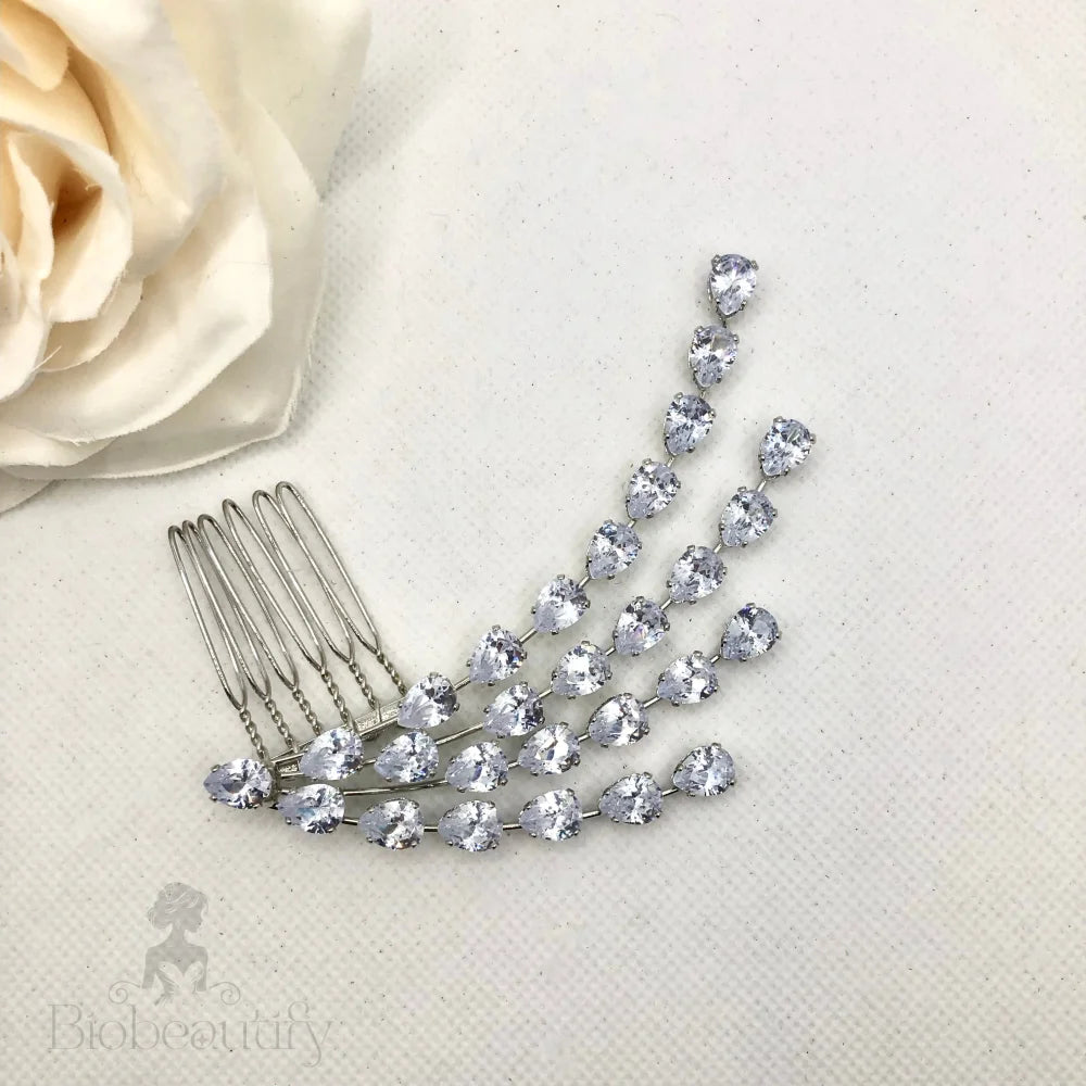 Solene Silver Bridal Hair Comb With Cubic Zirconia