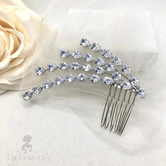 Solene Silver Bridal Hair Comb With Cubic Zirconia