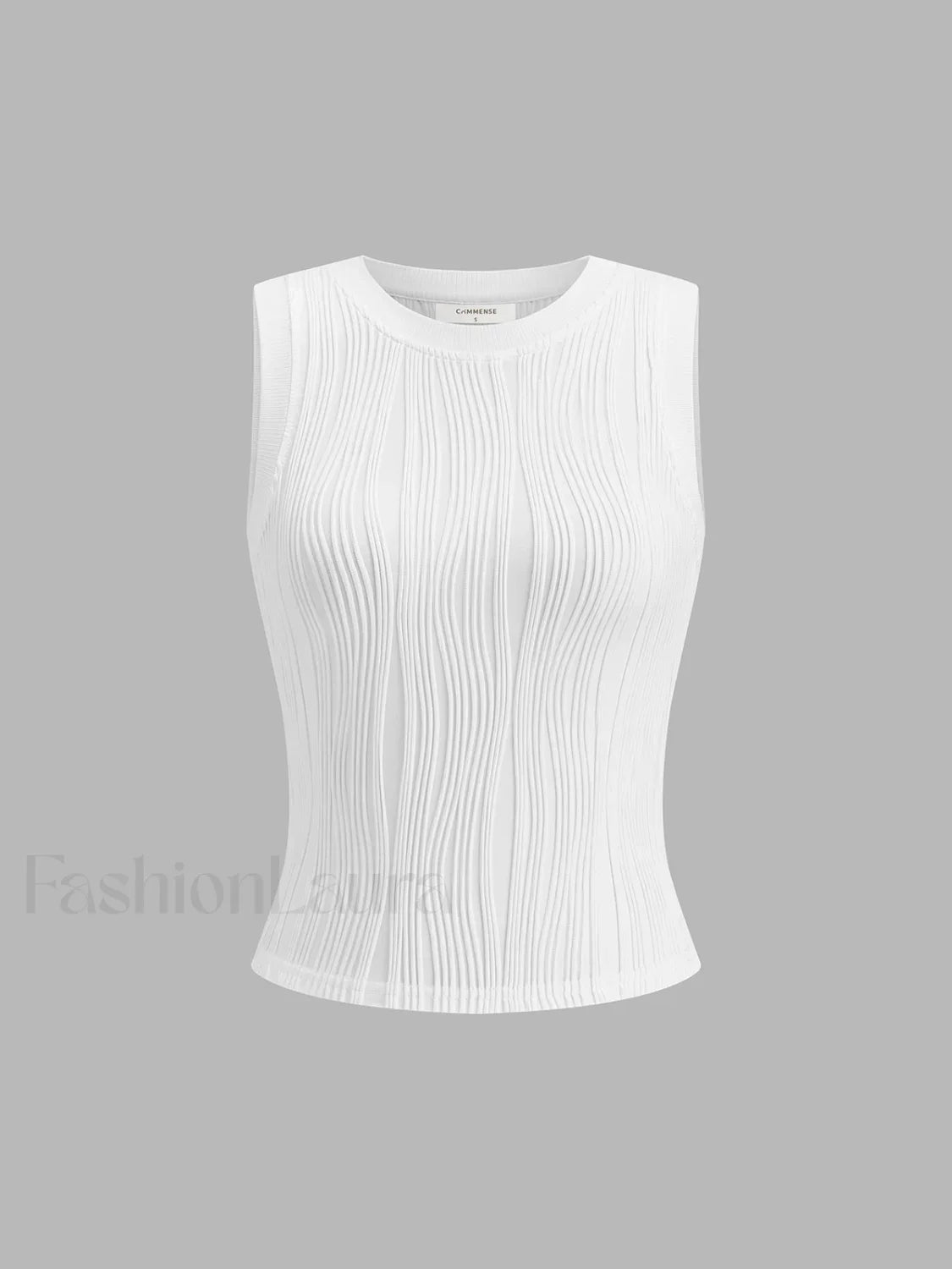 Solid Wavy Textured Tank Top Tank Tops & Camis