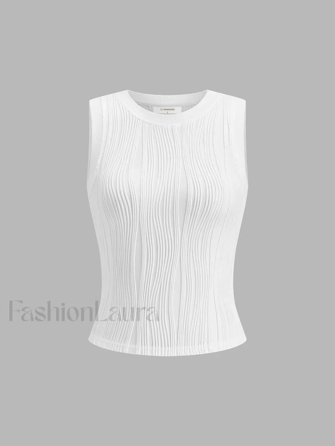Solid Wavy Textured Tank Top Tank Tops & Camis