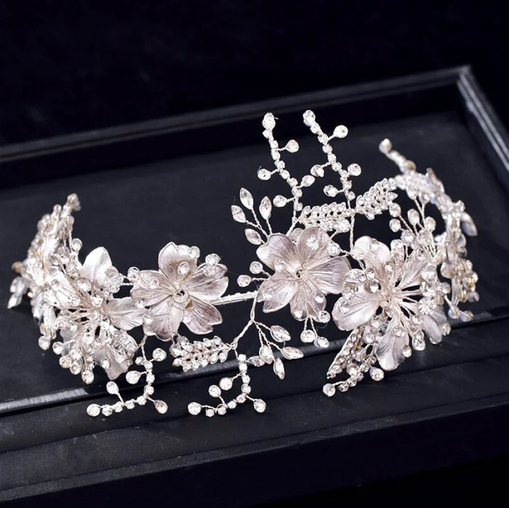 Somerset Pearl And Crystal Bridal Headband In Gold Silver