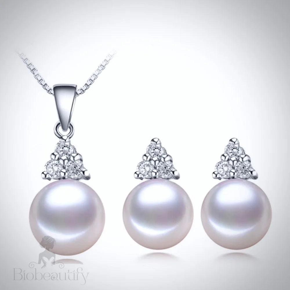 Sonja Sterling Silver Natural Pearl Bridal Jewelry Set