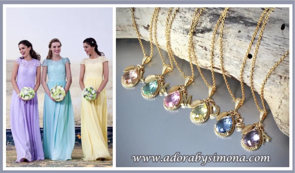 Sophia Personalized Pastel Necklaces For Bridesmaids