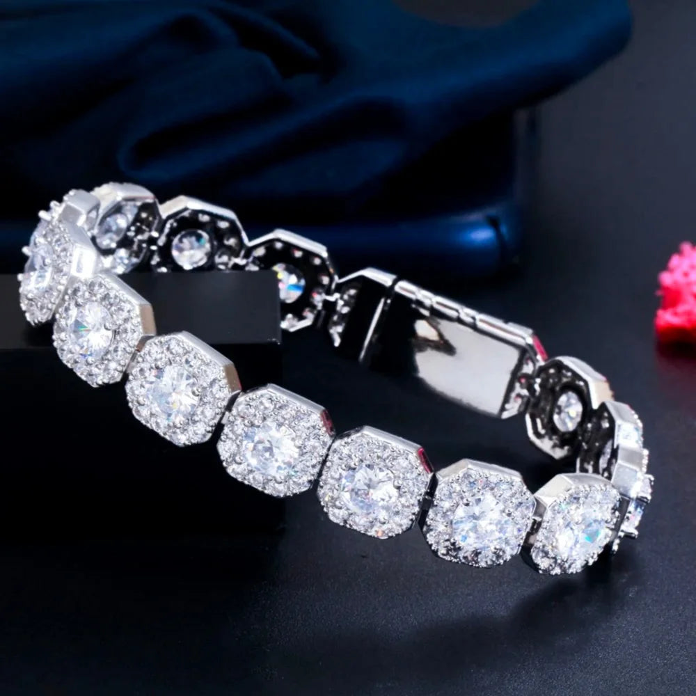 Soraya Square Cubic Zirconia Wedding Bracelet