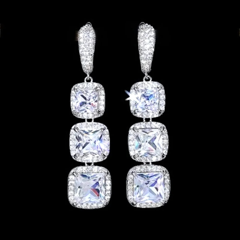 Soraya Square Cubic Zirconia Wedding Earrings