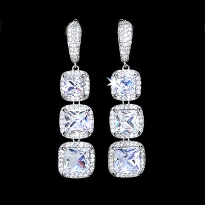 Soraya Square Cubic Zirconia Wedding Earrings