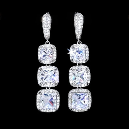 Soraya Square Cubic Zirconia Wedding Earrings