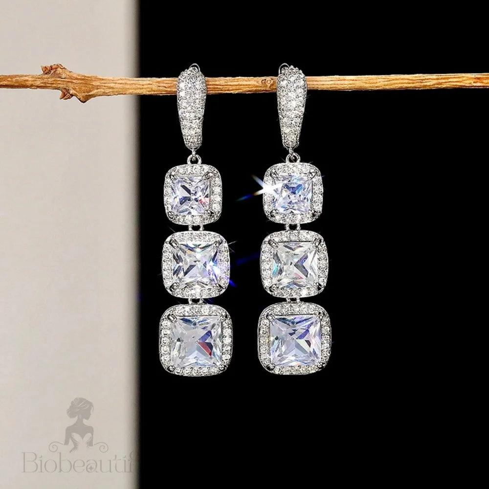 Soraya Square Cubic Zirconia Wedding Earrings