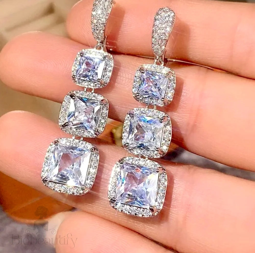 Soraya Square Cubic Zirconia Wedding Earrings