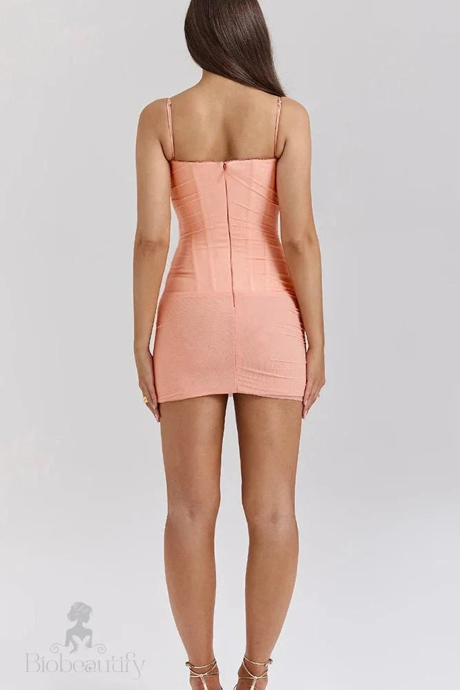 Spaghetti Strap Backless High Waist Mini Dress