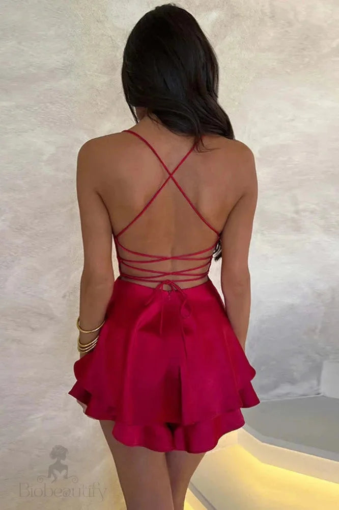 Spaghetti Strap Backless Mini Dress