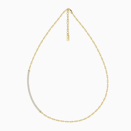 Cubic Zirconia Sterling Silver Paper Clip Choker Necklace Gold / One Size