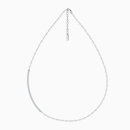 Cubic Zirconia Sterling Silver Paper Clip Choker Necklace / One Size