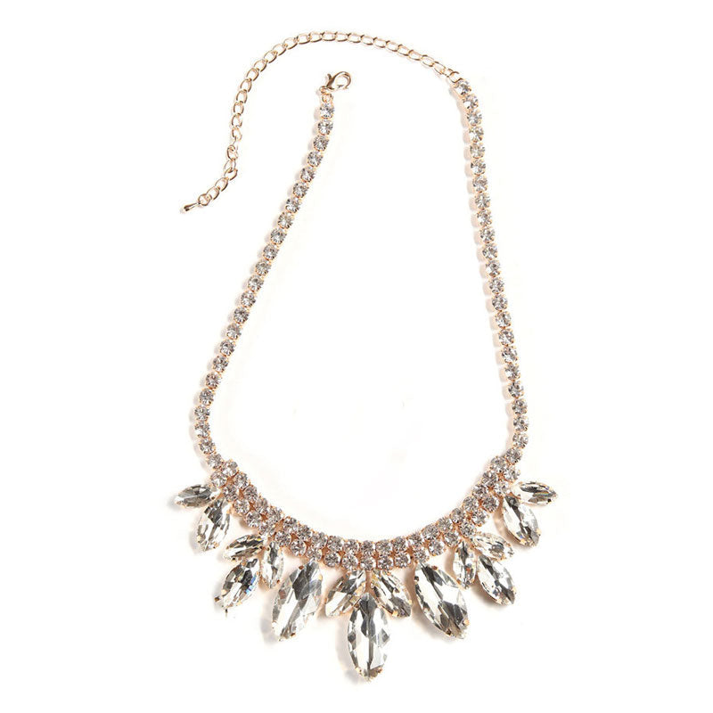 Rhinestone Marquise Cut Sparkly Collar Necklace - Silver One Size /