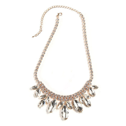 Rhinestone Marquise Cut Sparkly Collar Necklace - Silver One Size /