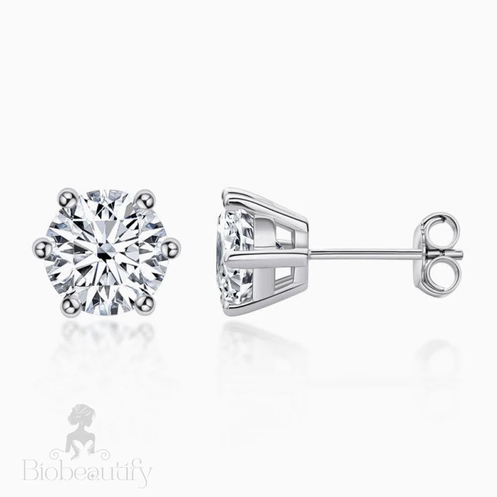 Sparkly Silver Moissanite Solitaire Stud Earrings Set / 0.1Ct