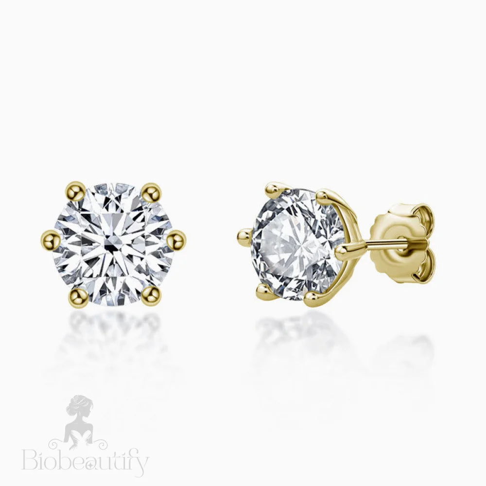 Sparkly Silver Moissanite Solitaire Stud Earrings Set Gold / 0.1Ct