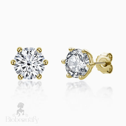 Sparkly Silver Moissanite Solitaire Stud Earrings Set Gold / 0.1Ct