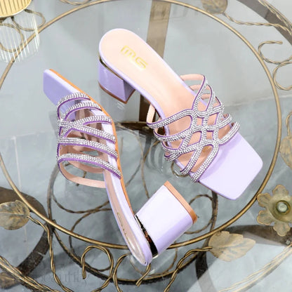 Square-Headed Fairy High-Heeled Sandals With Coarse Heel