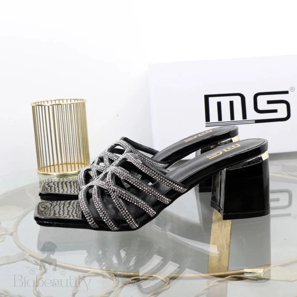 Square-Headed Fairy High-Heeled Sandals With Coarse Heel