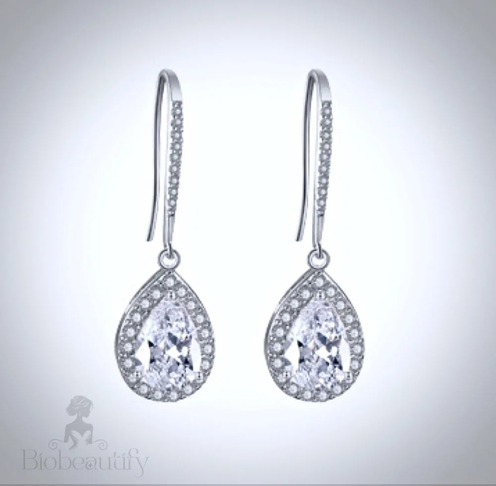 Stacia Cubic Zirconia Drop Earrings In Silver And Rose Gold