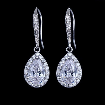 Wedding Jewelry - Cubic Zirconia Bridal Drop Earrings - Available in Silver and Rose Gold