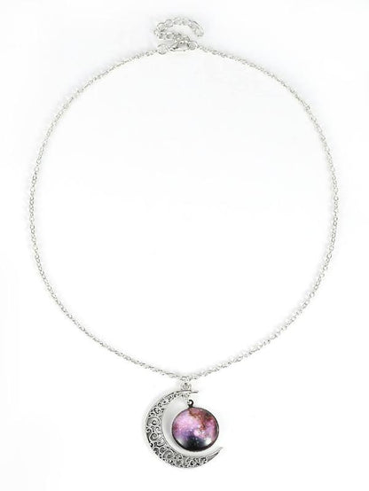 Starry Sky Round Moon Pendant Necklace