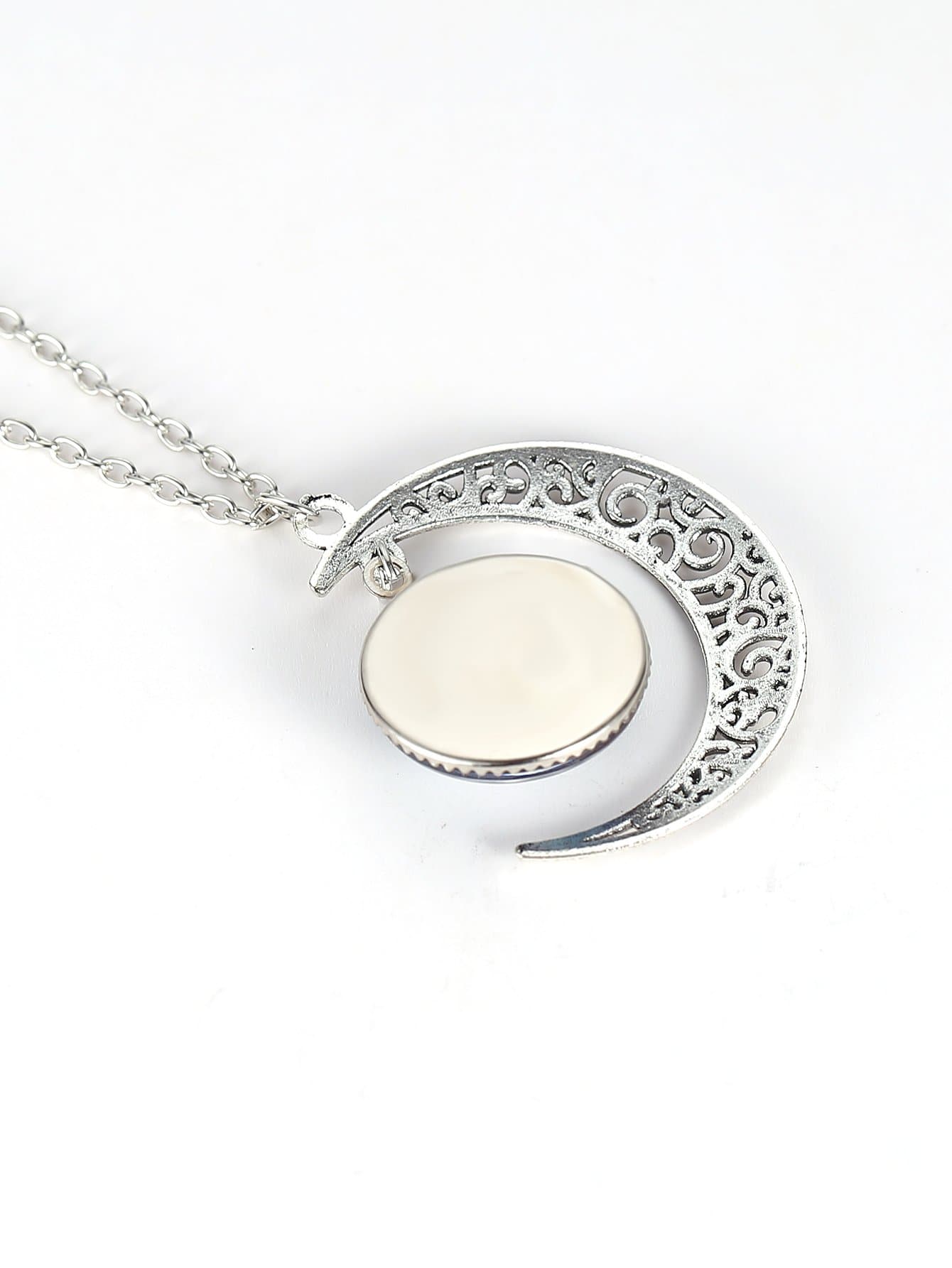 Starry Sky Round Moon Pendant Necklace
