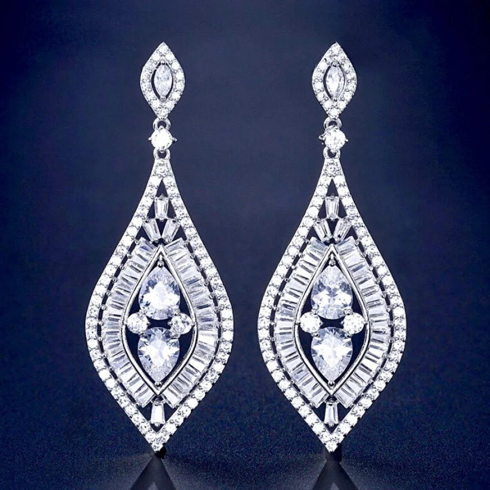 Starling Silver Bridal Earrings With Cubic Zirconia