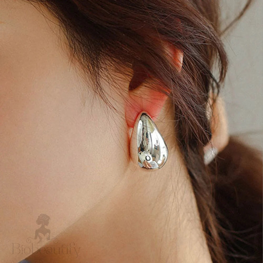 Statement Making Oversized Water Drop Half Hoop Polished Dome Earrings