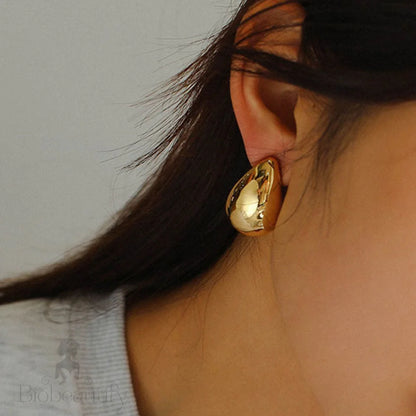 Statement Making Oversized Water Drop Half Hoop Polished Dome Earrings Gold / One Size