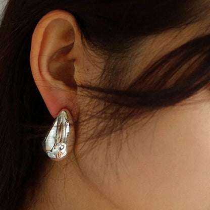 Statement Making Oversized Water Drop Half Hoop Polished Dome Earrings Silver / One Size