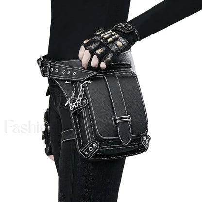 Steampunk Rock Waist Leg Hip Belt Motorcycle Fanny Packs Multi Chain Rivet Bag LDHG051