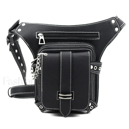 Steampunk Rock Waist Leg Hip Belt Motorcycle Fanny Packs Multi Chain Rivet Bag LDHG051